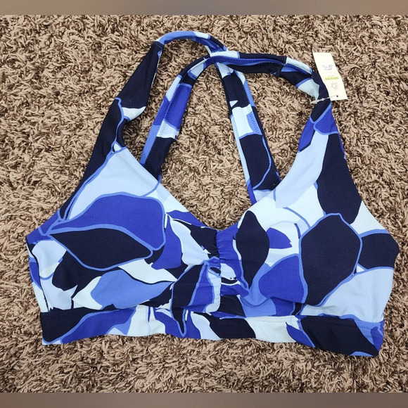 NWT Aerie OFFLINE Real Me Ruched Sports Bra Blue - Picture 3 of 6